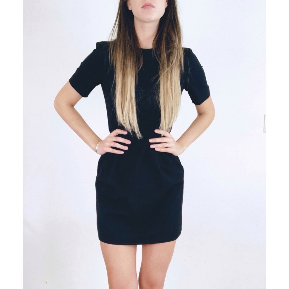 H&M Structured Mini Dress 4 Black Elbow Sleeve
